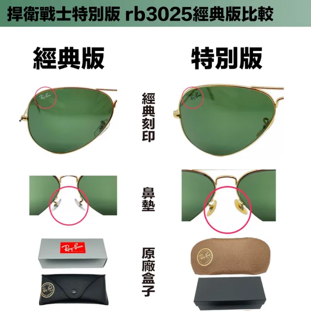 【RayBan 雷朋】太陽眼鏡 捍衛戰士特別版 RB3025 W3400 58mm(經典玻璃鏡片 墨鏡 抗紫外線 抗uv 原廠公司貨)