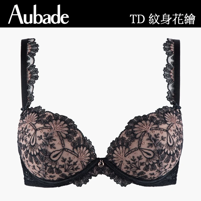 Aubade 紋身花繪低脊心有襯內衣-TD(黑)