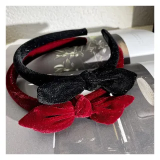 【MISA】兔耳朵髮圈 蝴蝶結髮圈/可愛少女兔耳朵蝴蝶結絲絨造型髮箍 髮圈(2色任選)