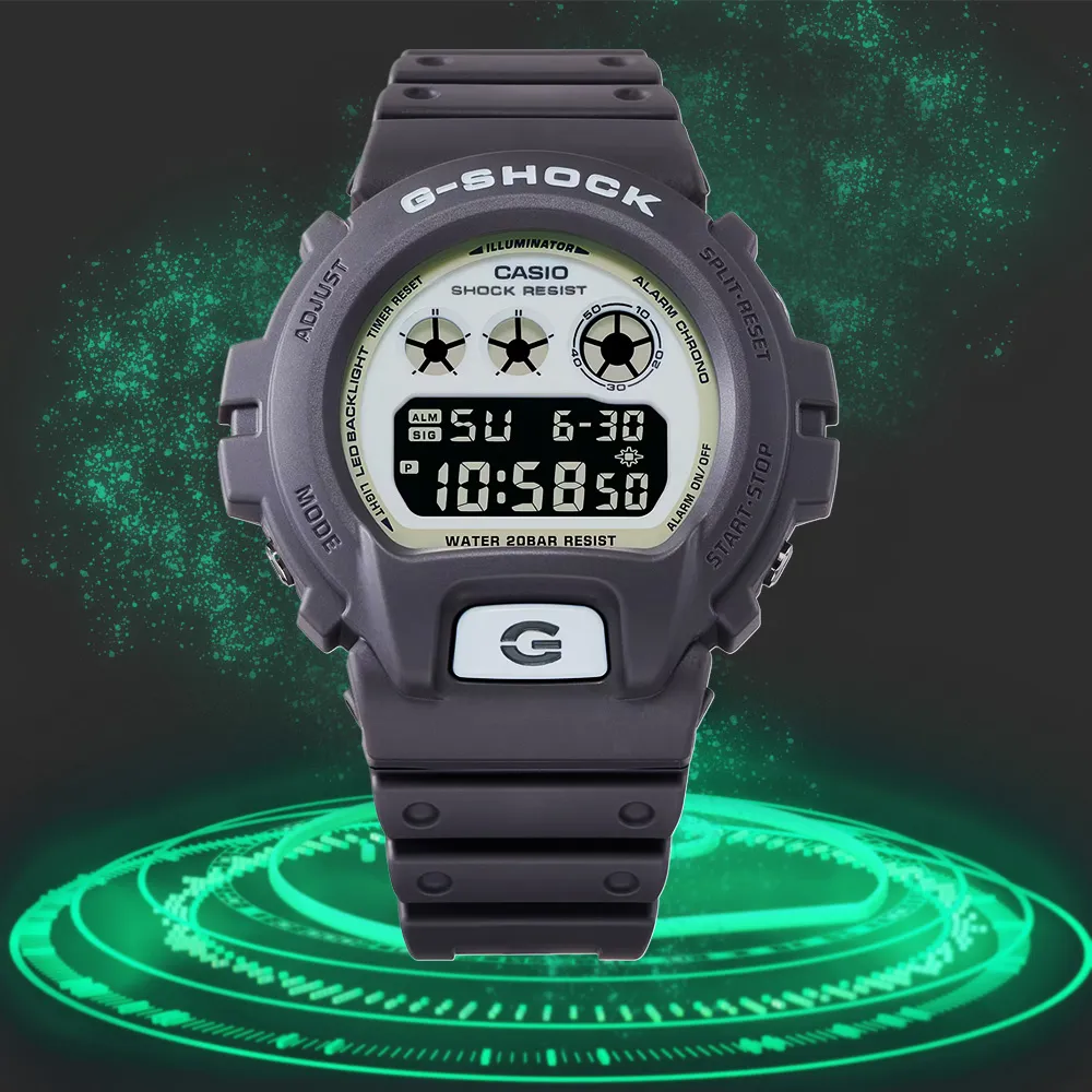 【CASIO 卡西歐】G-SHOCK 黑暗空間發光 霧面深灰電子錶(DW-6900HD-8 防水200米)