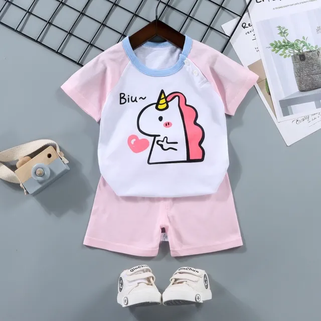 【Baby 童衣】童裝 男女童居家套裝 短袖外出套裝 短T-Shirt+短褲 89000(共１０色)