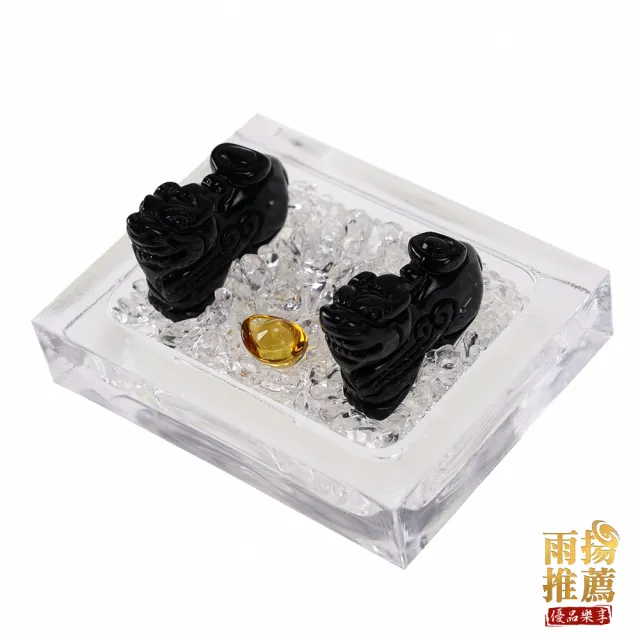 【雨揚】淨化白水晶磁場燈+除穢旺運黑曜石貔貅聚寶鎮