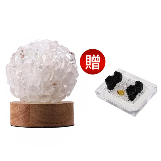 【雨揚】淨化白水晶磁場燈+除穢旺運黑曜石貔貅聚寶鎮