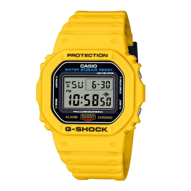 CASIO 卡西歐 G-SHOCK 經典方形電子錶 替換錶帶禮盒組 黃X黑X桃紅 DWE-5600R-9_43.8mm