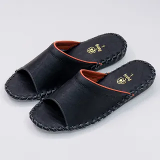 【PANSY】女士 手工製作 防滑舒適柔軟 皮革室內拖鞋  室內鞋 拖鞋 防滑拖鞋(黑色 9505)