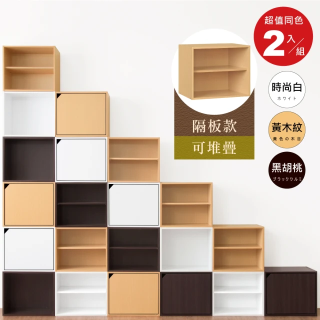 【HOPMA】二層置物櫃〈2入〉無門有隔層 台灣製造 雙格收納櫃 儲藏書櫃