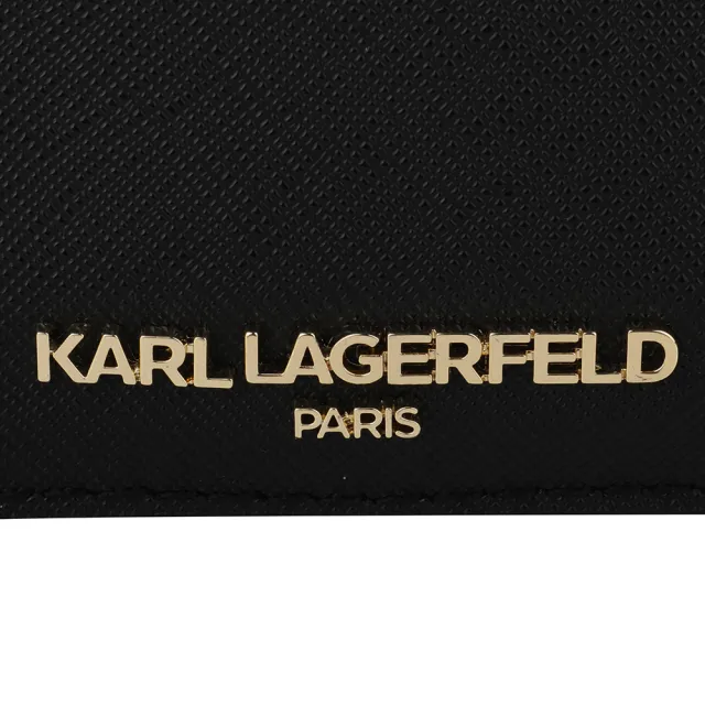 【KARL LAGERFELD 卡爾】白鬍子眼鏡圖案防刮名片夾(黑)