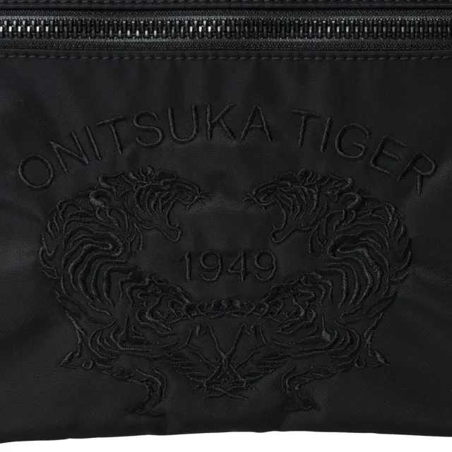【Onitsuka Tiger】鬼塚虎-黑色花紋內襯雙虎刺繡側背包(3183B038-001)