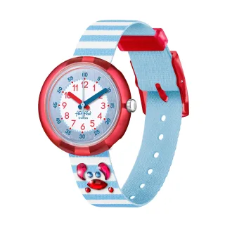 【Flik Flak】兒童手錶 水晶 螃蟹 SHINING CRAB 瑞士錶 兒童錶 手錶 編織錶帶(31.85mm)