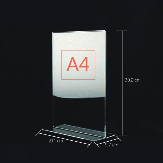 【美的空間】A4紙張適用T型透明壓克力DM立牌展示架(桌上立牌/廣告立牌/菜單/價目表)