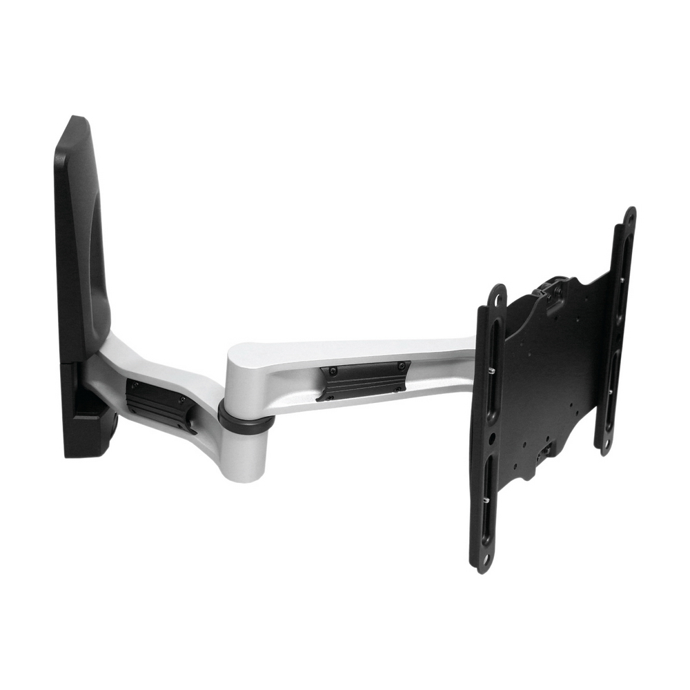 HE H212AR 壁掛架專為22-52吋螢幕設計，採用臺灣製造鋅鋁合金與中鋼鋼材，防鏽烤漆銀色系，最大承重25kg。支援VESA 75x75至200x200mm孔位，雙支臂可前後拉伸7.8-46.9cm、左右旋轉150度、上下俯仰±15度，離牆僅7.8cm，附安全鎖與扭力調整。保固4年以上，DIY安裝含螺絲與說明書，輕鬆打造節省空間的螢幕壁掛解決方案，適閤家用辦公室電視顯示器壁掛。