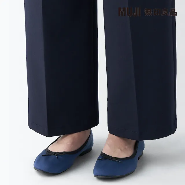 【MUJI 無印良品】女撥水加工棉質緞布蝴蝶結芭蕾舞鞋(深藍)