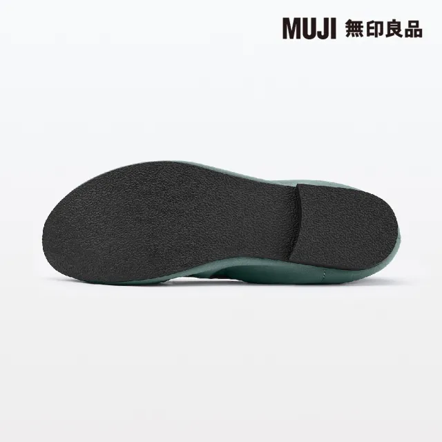 【MUJI 無印良品】女撥水加工棉質緞布蝴蝶結芭蕾舞鞋(煙燻綠)