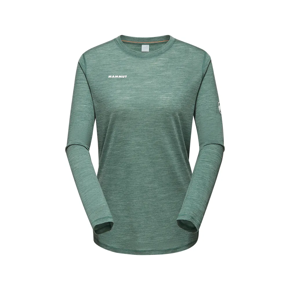 【Mammut 長毛象】Tree Wool FL Longsleeve Women 羊毛混紡快乾抗臭長袖T恤 深玉石綠 女款 #1016-01700