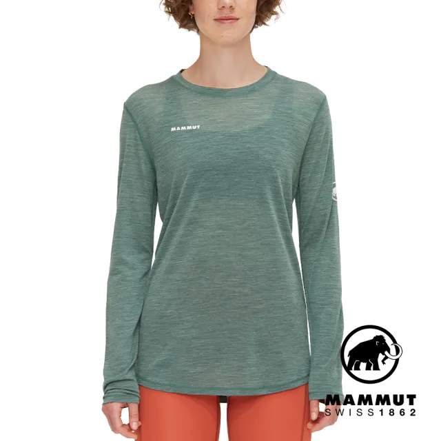 【Mammut 長毛象】Tree Wool FL Longsleeve Women 羊毛混紡快乾抗臭長袖T恤 深玉石綠 女款 #1016-01700