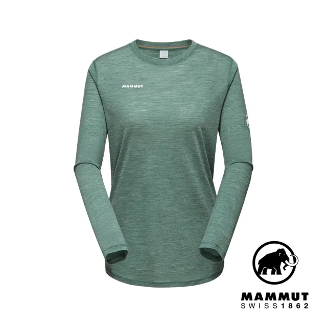 【Mammut 長毛象】Tree Wool FL Longsleeve Women 羊毛混紡快乾抗臭長袖T恤 深玉石綠 女款 #1016-01700