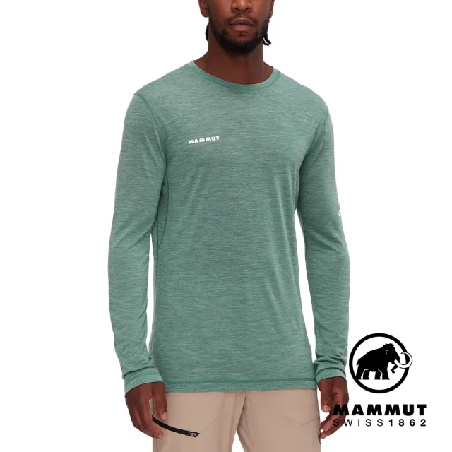 【Mammut 長毛象】Tree Wool FL Longsleeve Men 羊毛混紡快乾抗臭長袖T恤 深玉石綠 男款 #1016-01690