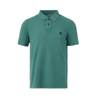 【Timberland】男款藍綠色休閒短袖Polo衫(A6R29CL6)