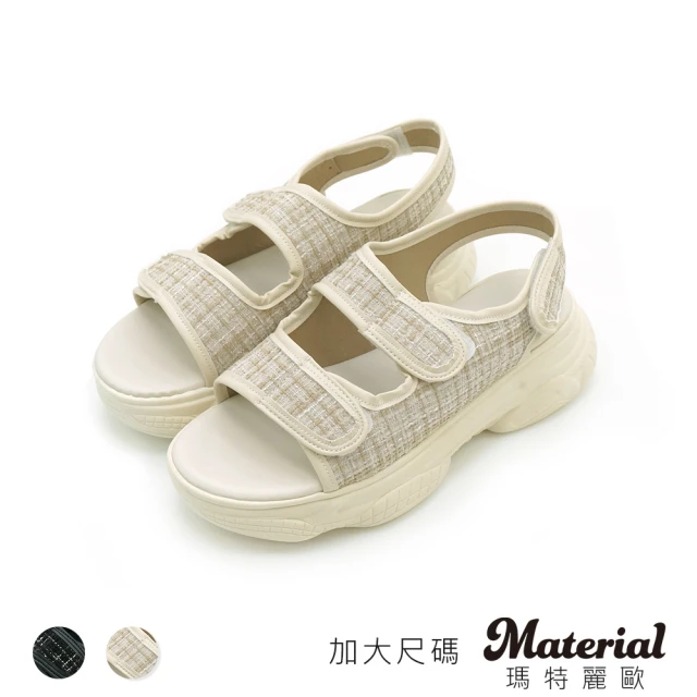 MATERIAL 瑪特麗歐MATERIAL 瑪特麗歐 女鞋 涼鞋 MIT加大尺碼雙帶拼接厚底輕量老爹涼鞋 TG5658(涼鞋)