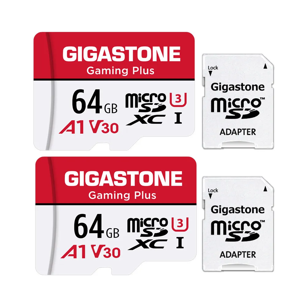 【GIGASTONE 立達】Gaming Plus microSDXC UHS-Ⅰ U3 A1V30 64GB遊戲專用記憶卡-2入組(支援Switch/GoPro)