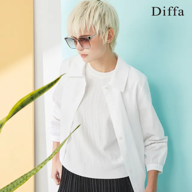 【Diffa】質感迷彩織紋襯衫-女