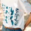 【Diffa】氣質花卉印花落肩針織衫-女
