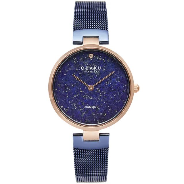 OBAKU】渦旋幾何時尚腕錶-青金石X玫瑰金(V256LHVLML) - momo購物網 