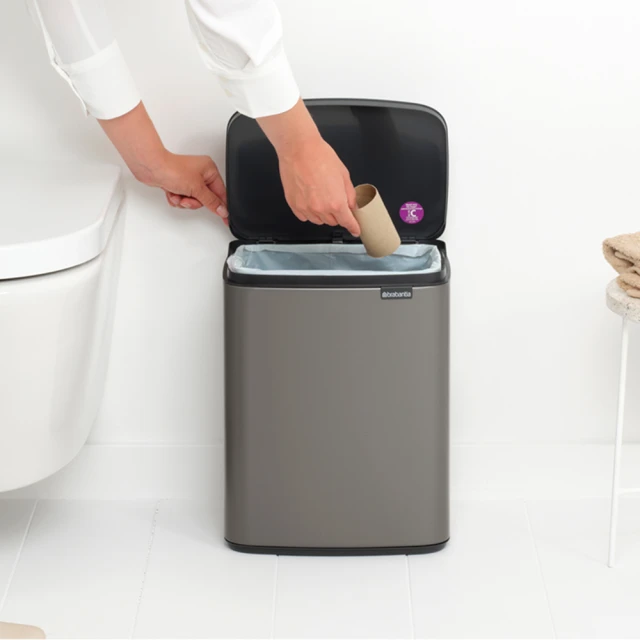 Brabantia BO WASTE BIN無腳垃圾桶-12L(煤灰褐/不鏽鋼)