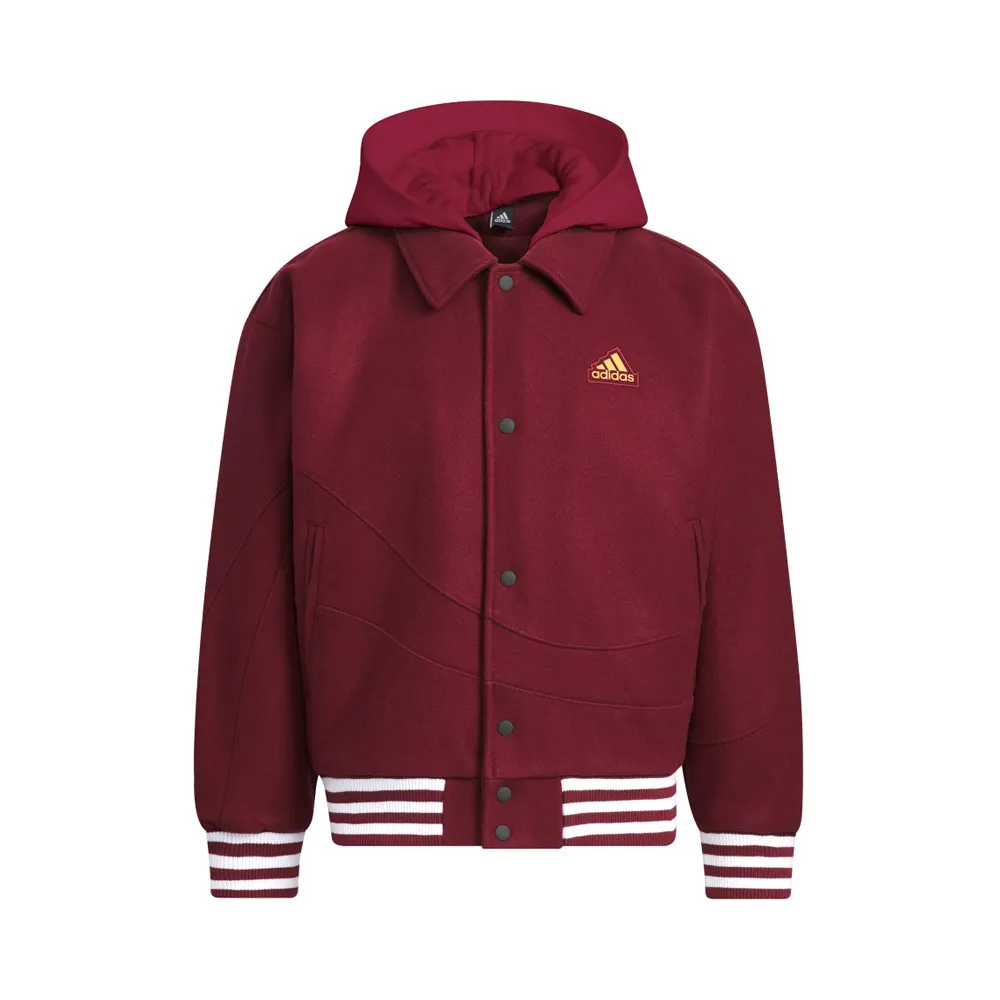 【adidas 愛迪達】CM TOP WV JKT CNY 男 連帽 外套 運動 休閒 新年 龍年 寬鬆 酒紅(IT0210)