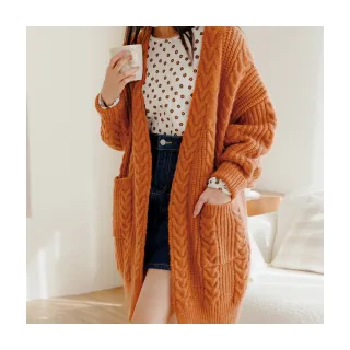 【OB 嚴選】麻花針織開襟長版毛衣外套 《FA2798》