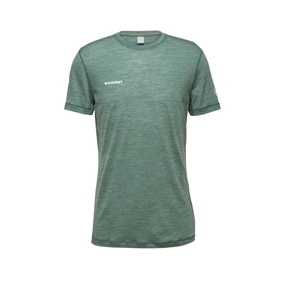 【Mammut 長毛象】Tree Wool FL T-Shirt Men 羊毛混紡快乾抗臭短袖T恤 深玉石綠 男款 #1017-06660