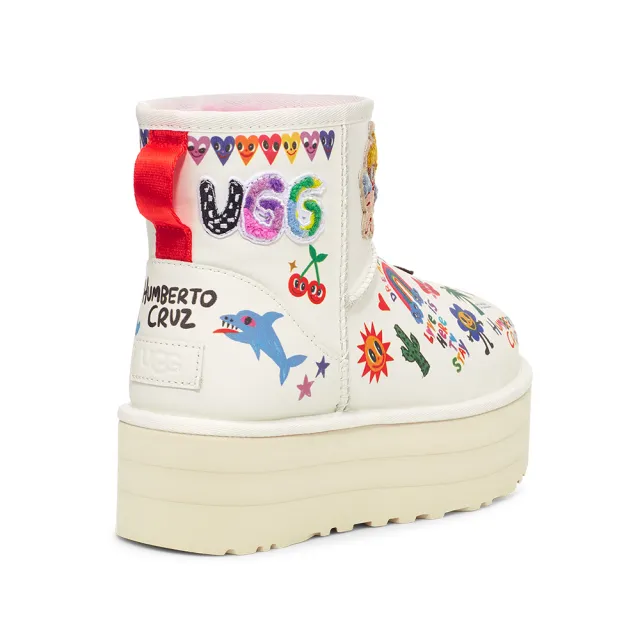 【UGG】雙11-女鞋/靴子/中筒靴/雪靴/Classic Platform Pop Sketch(白色-UG1153065WHT)