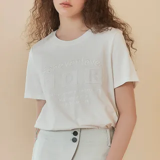 【OUWEY 歐薇】立體字母舒適純棉上衣(白色；S-L；3242171203)