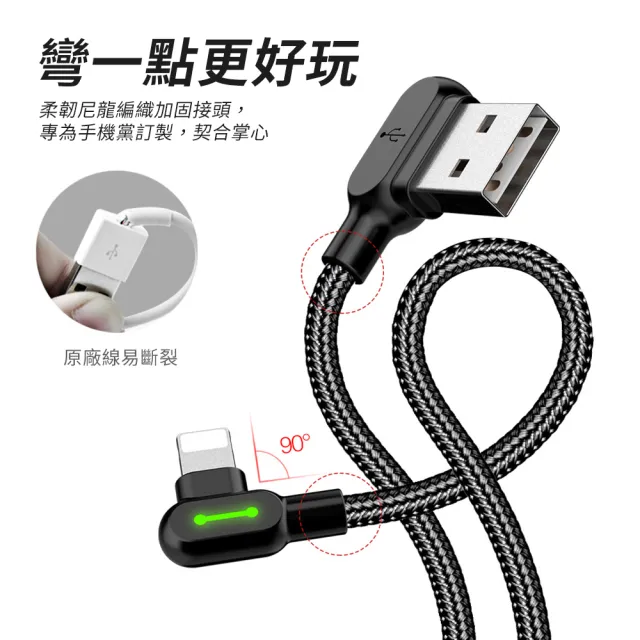 【Mcdodo麥多多】USB to Type-C/Lightning/MicroUSB 雙彎頭90度 180cm充電傳輸線