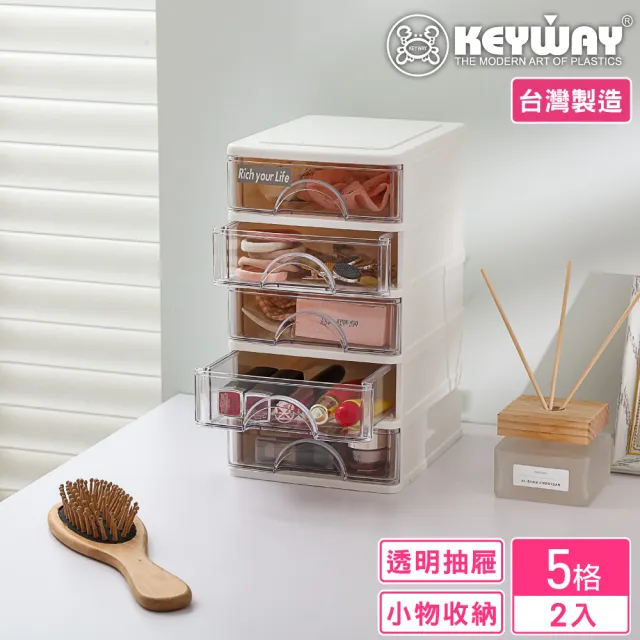 【KEYWAY 聯府】安娜五層收納盒-2入(分類 文具 小物 針線 飾品 MIT台灣製造)