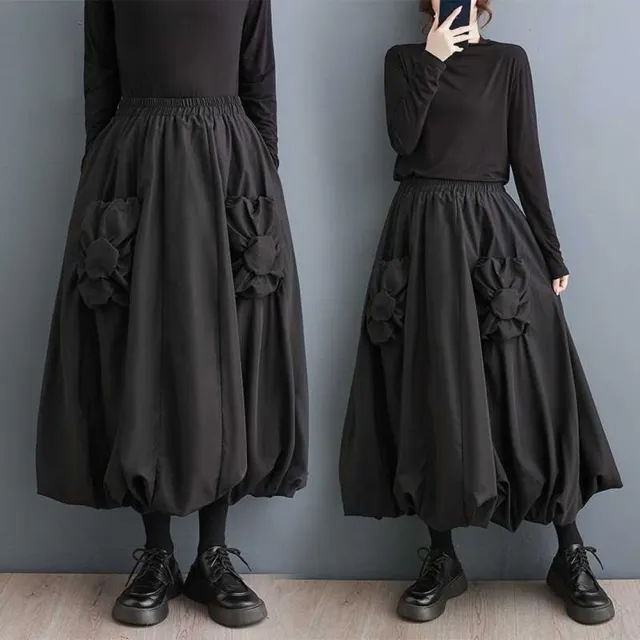【巴黎精品】現貨+預購 女半身裙A字裙網紗裙長裙百褶裙子大碼洋裝休閒大尺碼女裝(花苞拼貼雙層燈籠裙a1eb6)