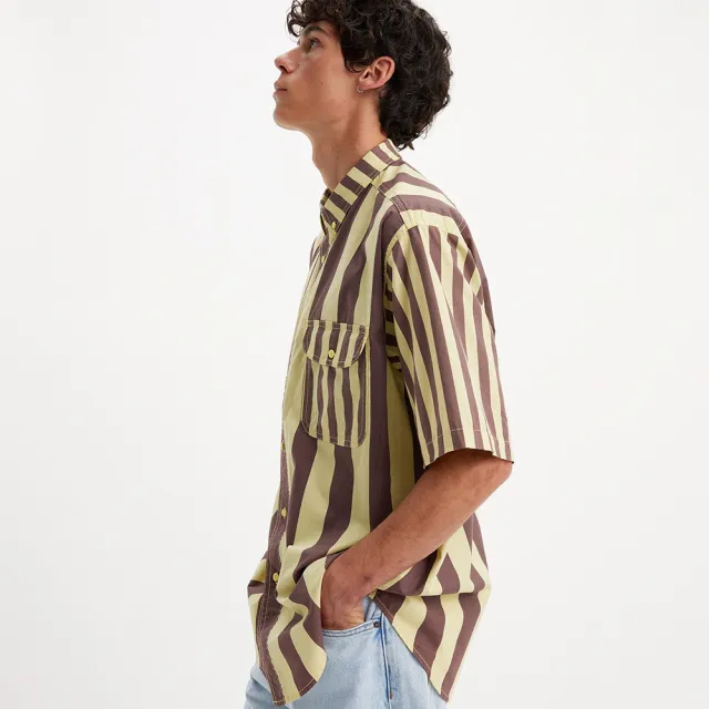 【LEVIS】Skateboarding™滑板系列 男款 雙袋條紋短袖襯衫 上衣 熱賣單品 A4329-0003