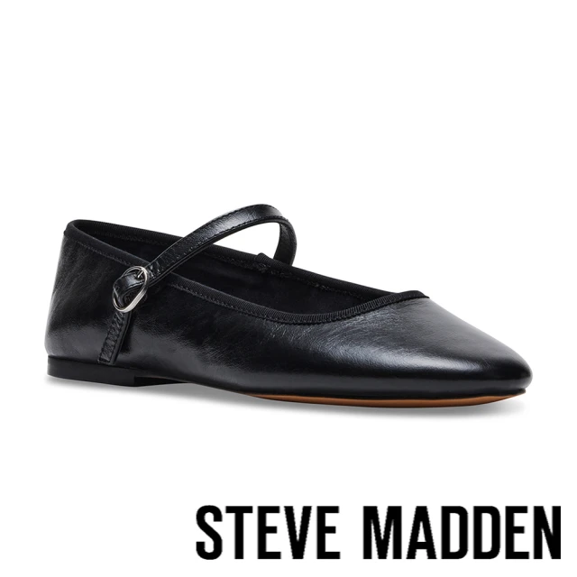 steve madden VINETTA 皮革圓頭瑪莉珍鞋(黑色)