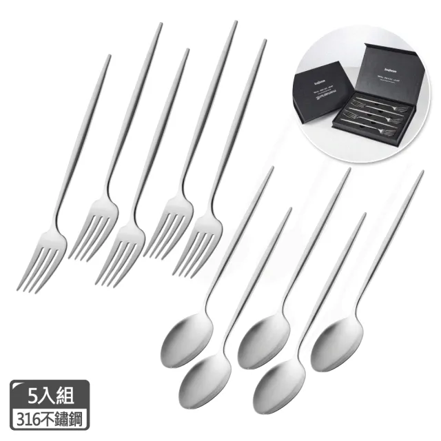 【CorelleBrands 康寧餐具】SNAPWARE 316不鏽鋼餐具5入禮盒組(餐叉/餐匙)