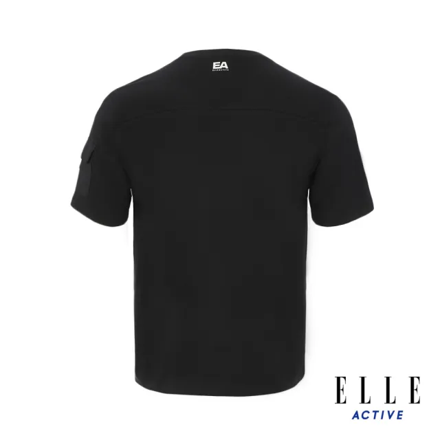 【ELLE ACTIVE】男女同款 寬版圓領短袖T恤-黑色(EA24M2F1601#99)