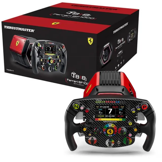 【THRUSTMASTER 圖馬斯特】圖馬斯特T818 Ferrari SF1000方向盤+圖馬斯特T-LCM腳踏板(支援 PC)