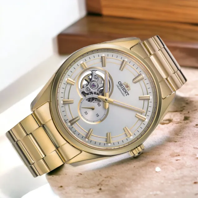 【ORIENT 東方錶】Semi-Skeleton 系列 鏤空 小秒針機械錶 男錶 手錶 藍寶石(RA-AR0007S 金色)