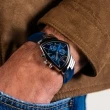 【HAMILTON 漢米爾頓】探險系列經典貓王 BLUE 三眼計時腕錶 32mm(石英 計時 中性 皮帶 H24432941)