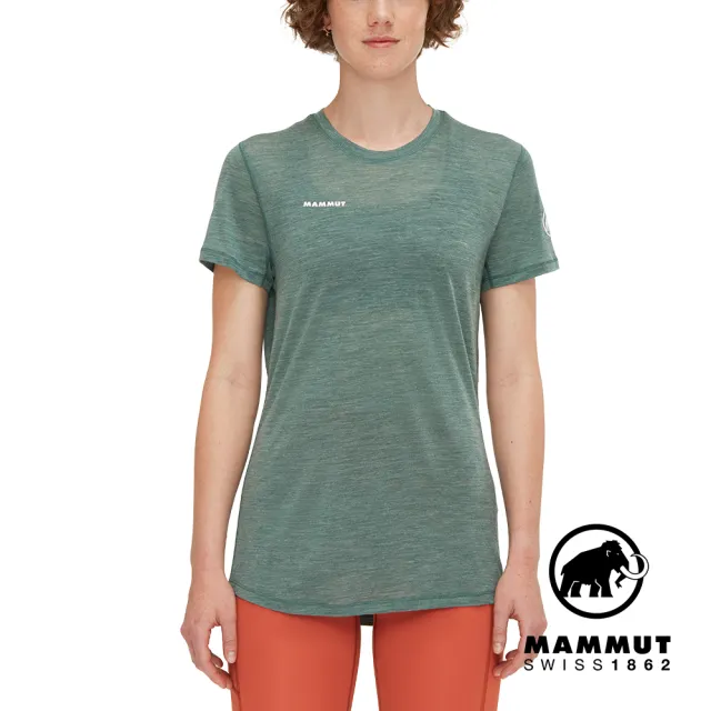 【Mammut 長毛象官方直營】Tree Wool FL T-Shirt W 羊毛混紡快乾抗臭短袖T恤 深玉石綠 女款 #1017-06670