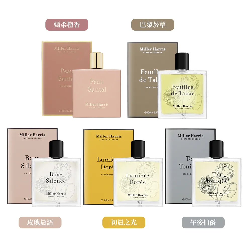 【Miller Harris】淡香精 100ml -多款任選(平行輸入.午後伯爵/玫瑰晨語/初晨之光/嫣柔檀香/巴黎菸草)