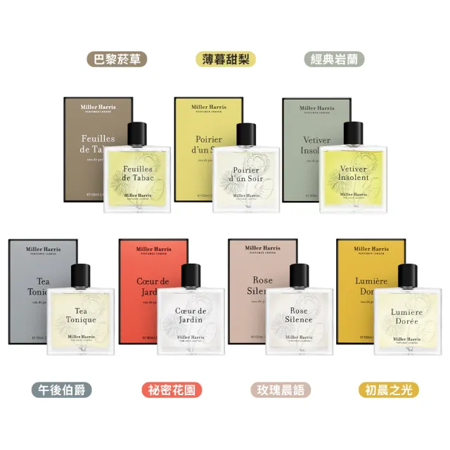 【Miller Harris】淡香精 100ml -多款任選(平行輸入.午後伯爵/玫瑰晨語/初晨之光/嫣柔檀香/巴黎菸草)