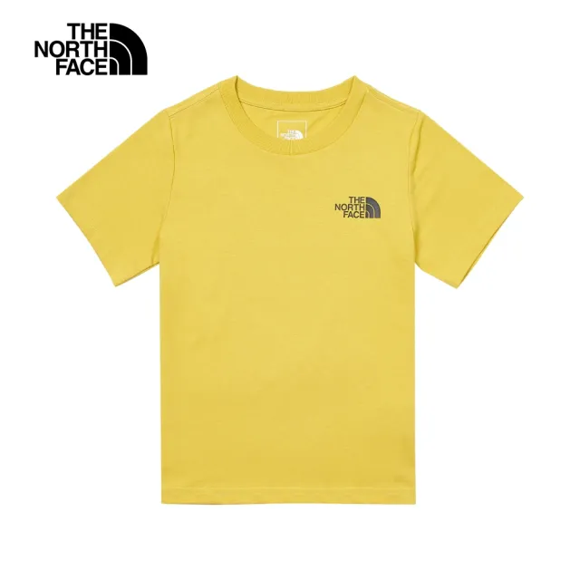 【The North Face】北面兒童黃色純棉品牌LOGO印花短袖T恤｜899EQOA