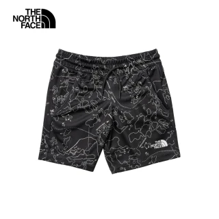 【The North Face 官方旗艦】北面兒童黑色UPF防曬可調節褲腰短褲｜86U4SXI(抗UV)