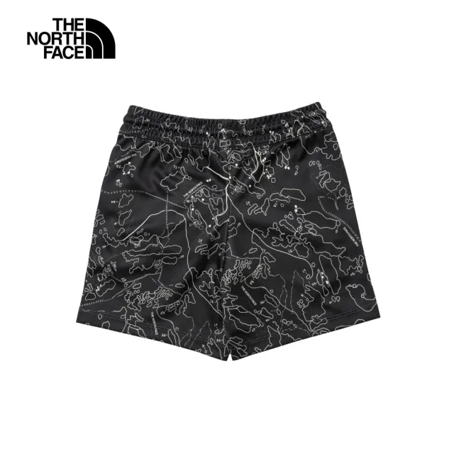 【The North Face 官方旗艦】北面兒童黑色吸濕排汗防曬可調節褲腰短褲｜86U4SXI