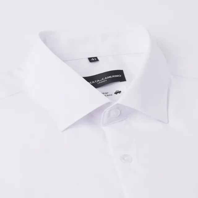 【ROBERTA 諾貝達】男裝 修身素色短袖白襯衫(職場商務款)